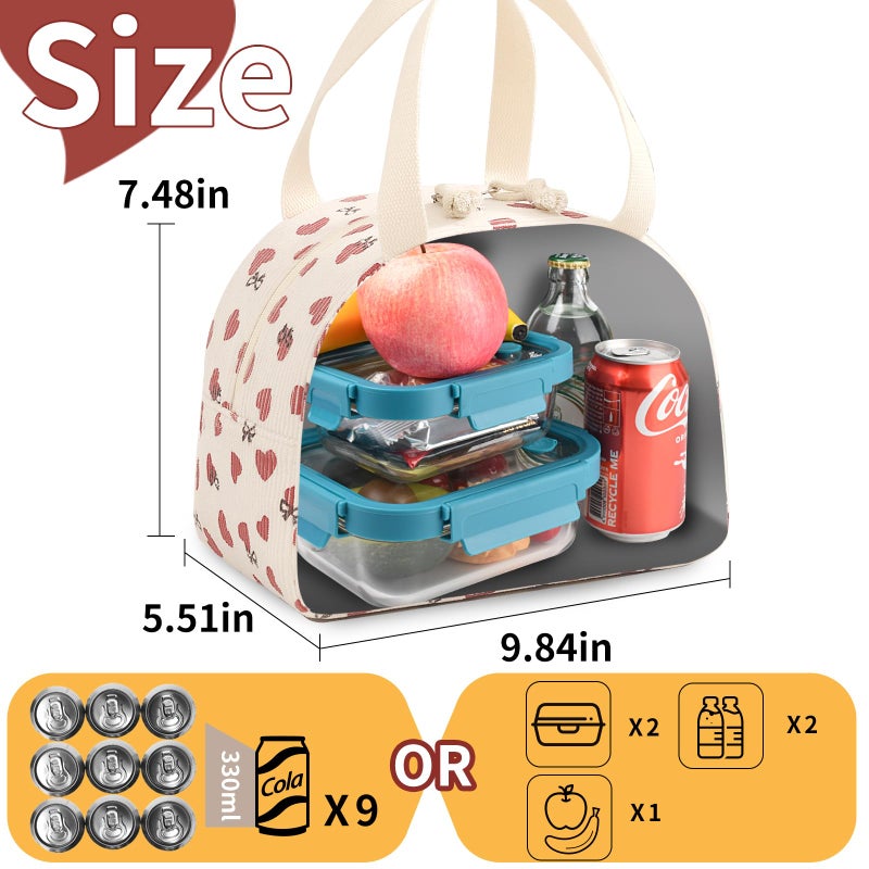 CaCTOUR Lunch Bag Lunch Box for Women Girls Teens  Cute Lunch Box Cooler Bag Portable Reusable Corduroy Insulated LunchBox for Work/Travel/Picnic/School (Love) - Image 5